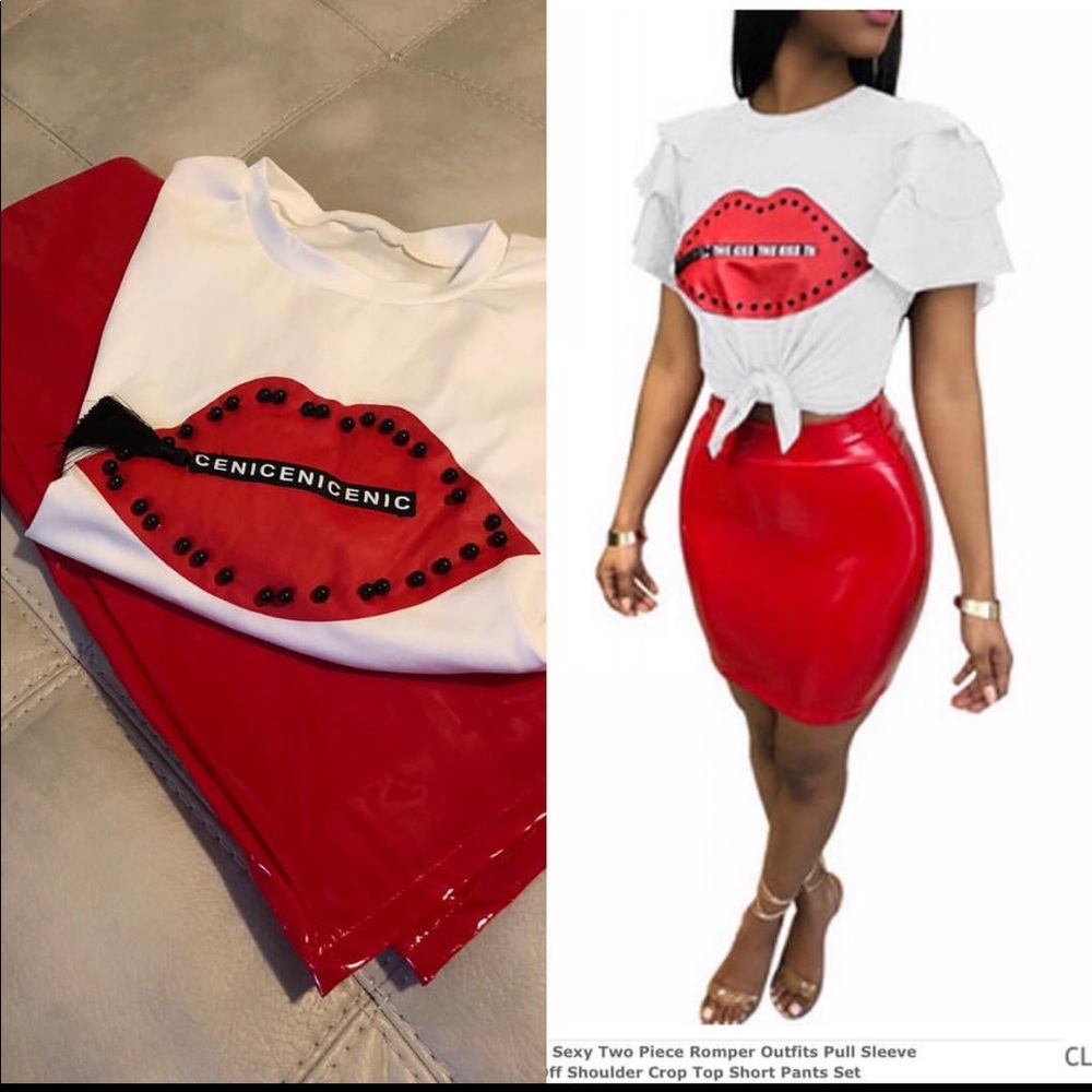 2-piece red and white outfit